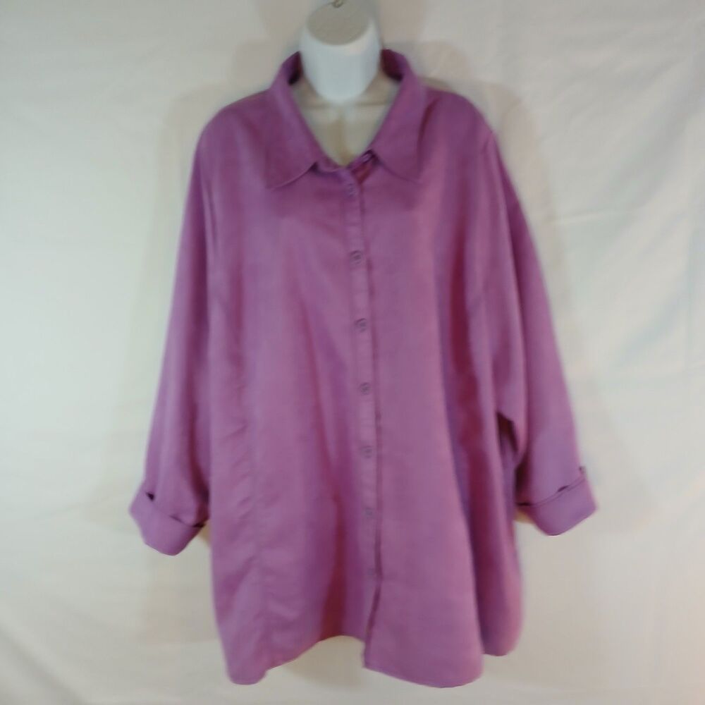 Avenue‎ Shirt Top Button Up Womens Size 2X  Flowy Lightweight Purple casual